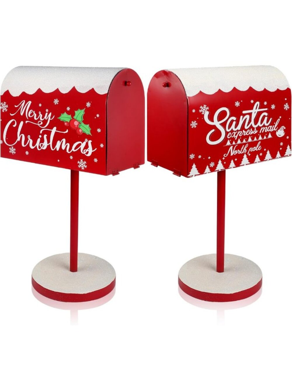 14" Red Metal Christmas Mailbox for Letters to Santa - North Pole Decor